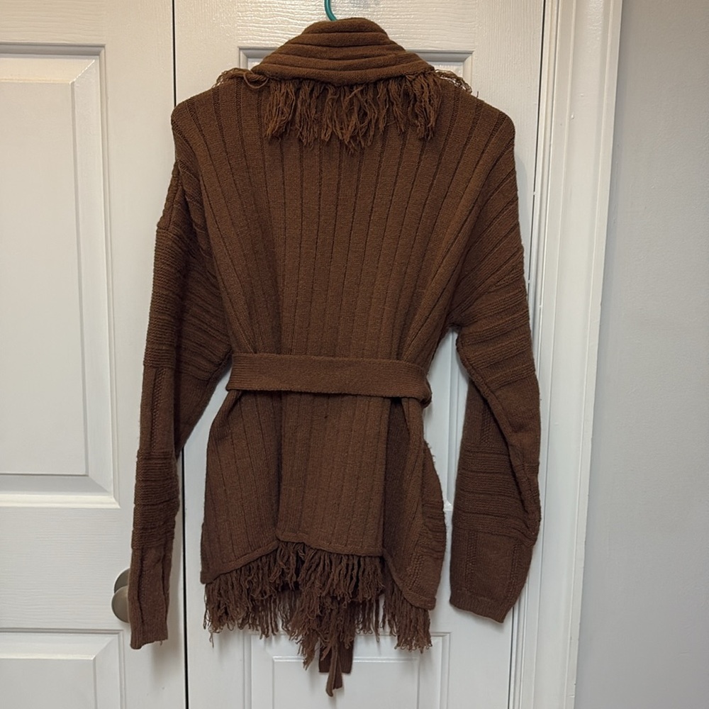 Cider Brown Knit Cardigan with Belt, S - Picture 3 of 6